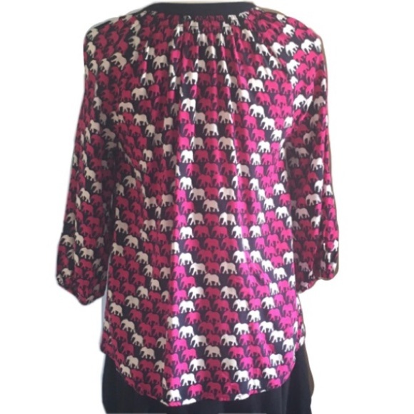 Crown & Ivy Elephant Lightweight Split Neck Top - Picture 8 of 8